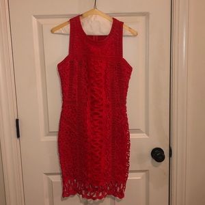 XS tomato red lace dress